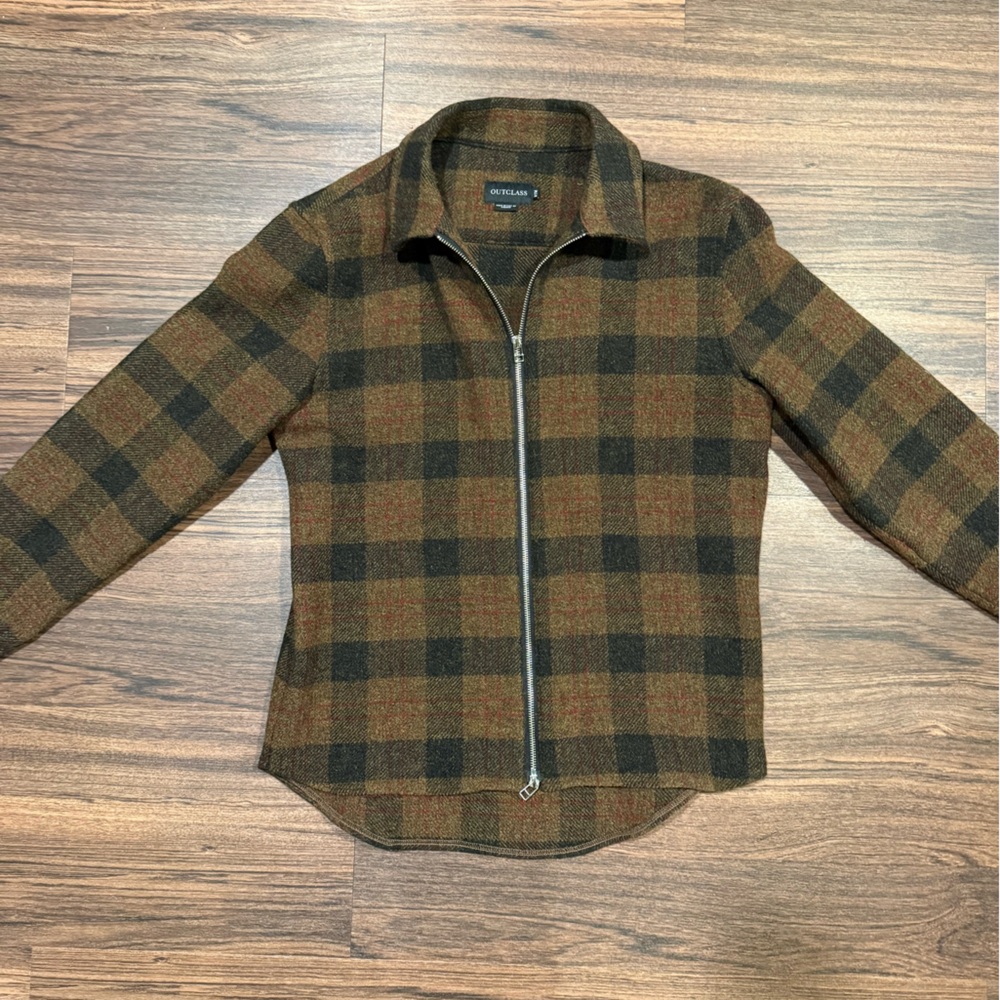 Outclass Attire Hunter Plaid Zip Overshirt. Size Medium